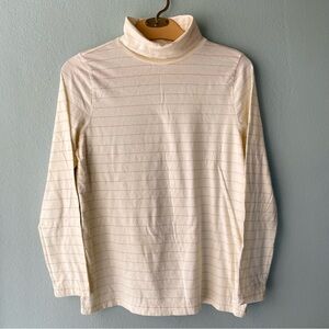 🦞3/$30🦞 Vineyard Vines | Cream & Gold Shimmer Striped Long-Sleeve Turtleneck